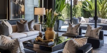 The custom-designed space integrates designer furniture and handcrafted ...